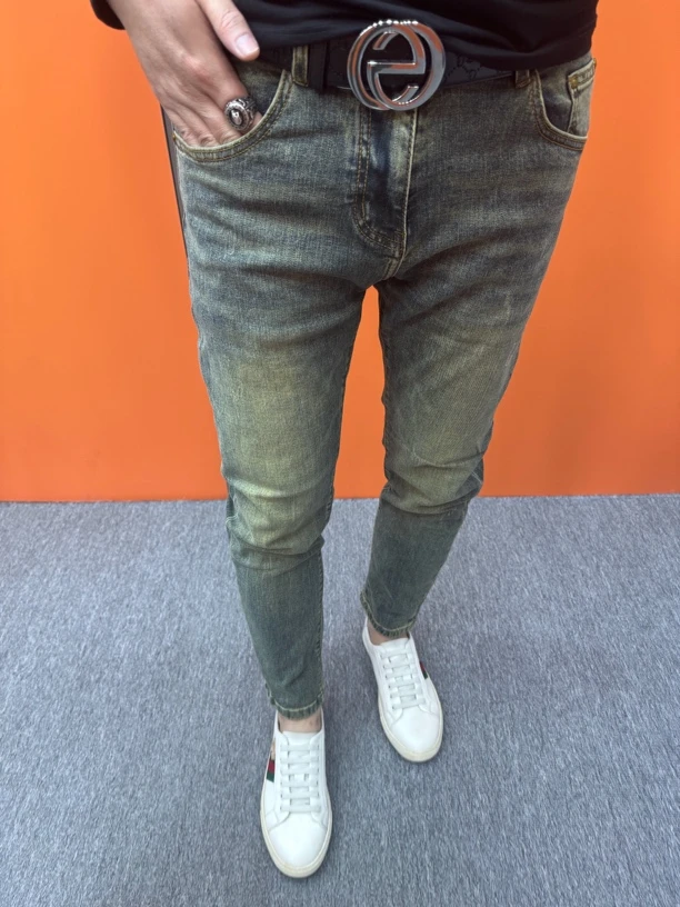 春夏修身牛仔裤时尚百搭弹力韩版潮流水洗男士牛仔裤