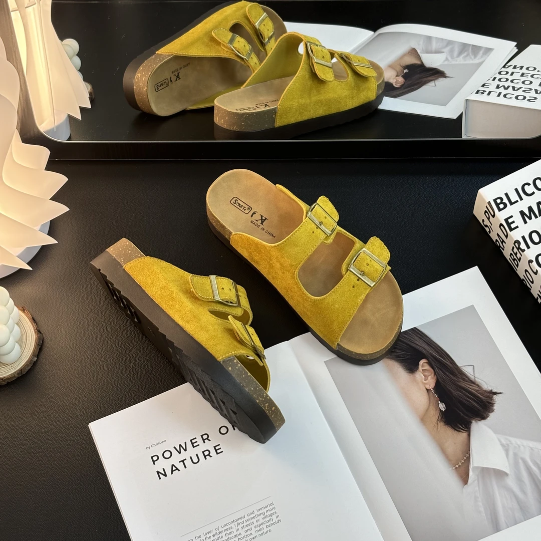 厚底勃肯拖鞋增高女夏新款外穿黄色韩版复古沙滩休闲网红松糕凉拖