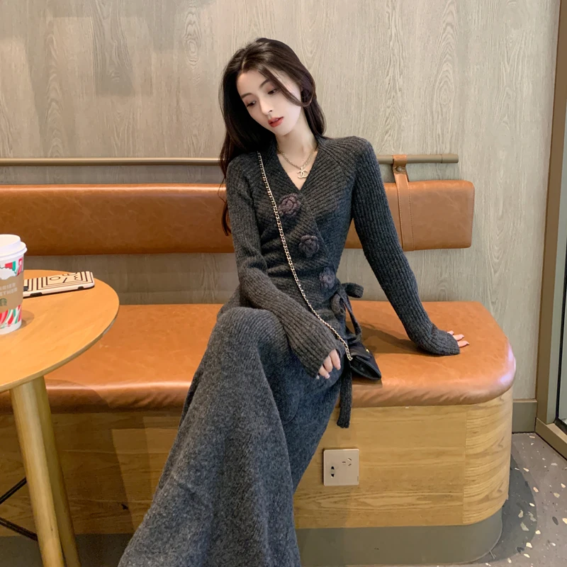 高级感气质时尚套装裙女秋冬显瘦减龄洋气针织毛衣半身裙子两件套