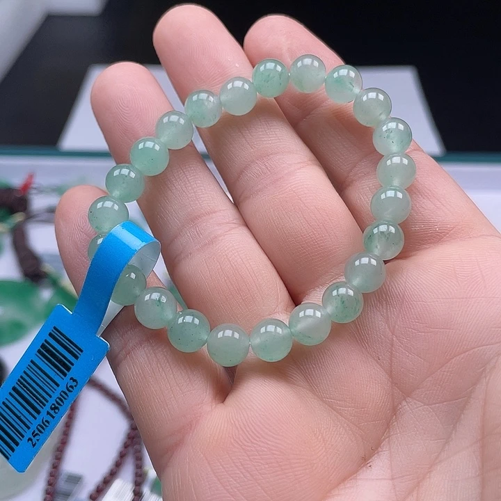 石英质玉（非洲翠）合金手链手串单圈