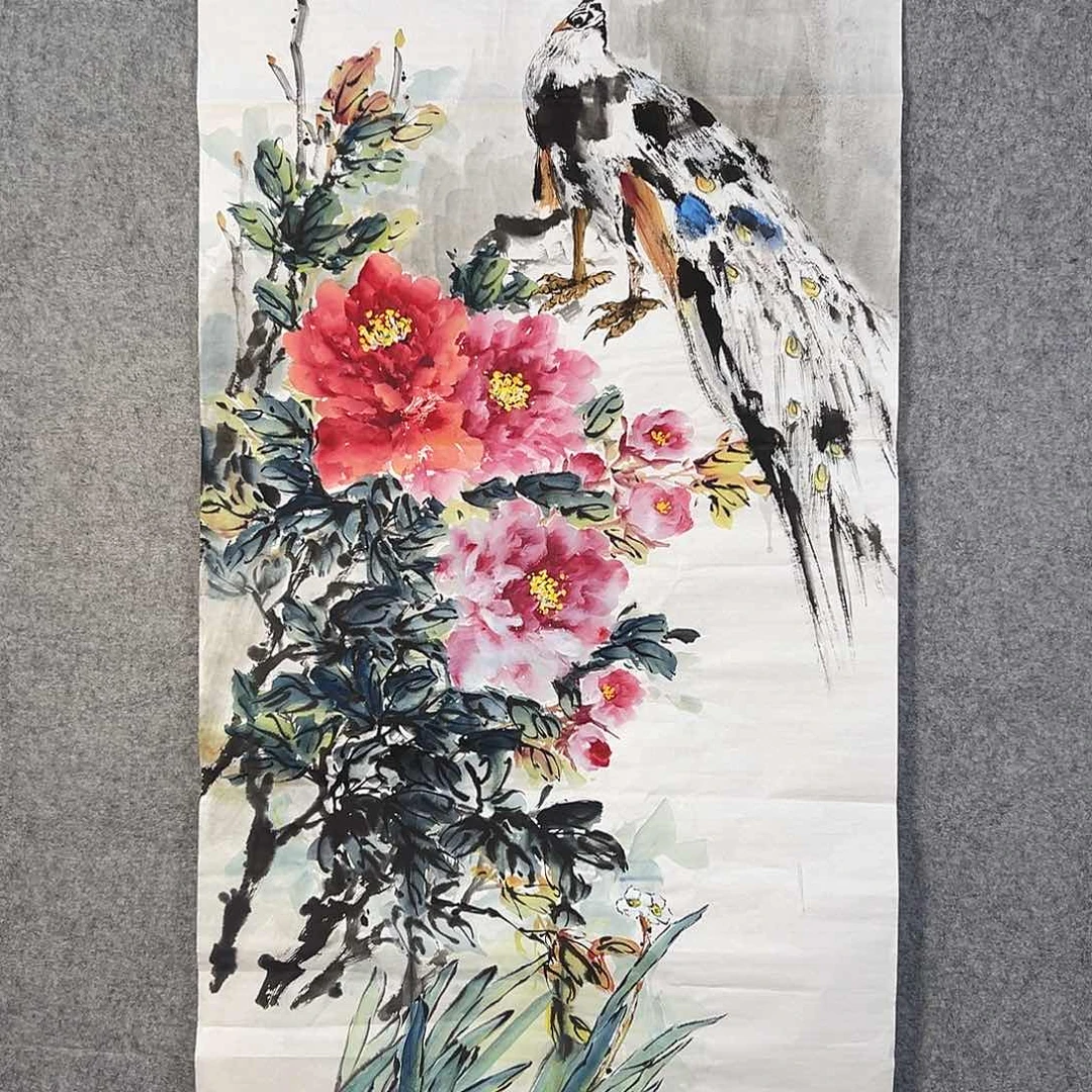 国画225 牡丹之花之叶的颜色与叶