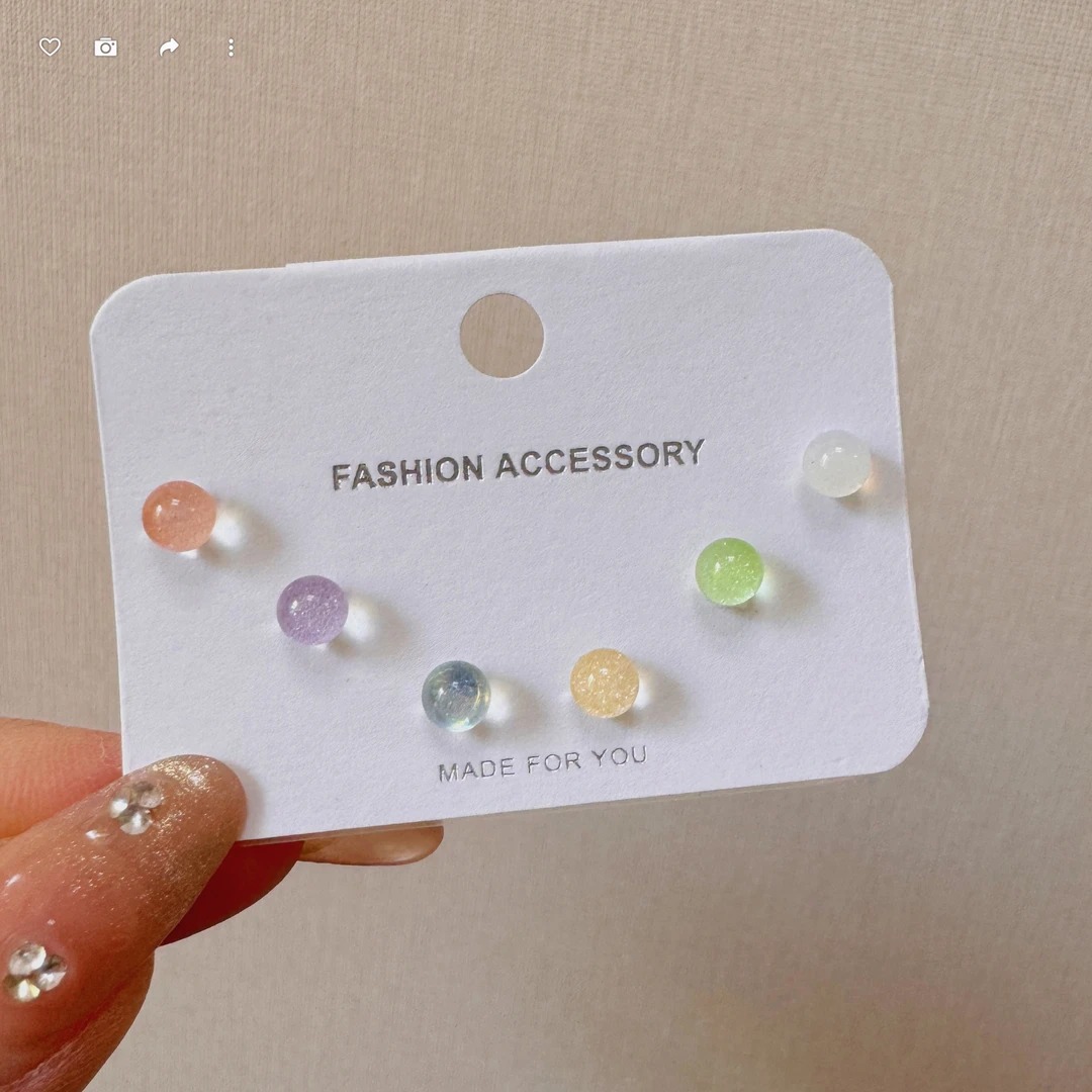 铜合金耳饰 3041【炫彩极光耳钉套装】彩色多巴胺小清新百款款耳环