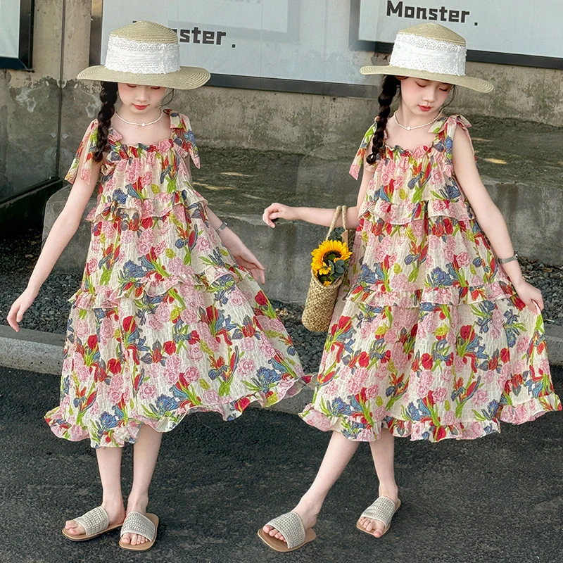 女童夏装连衣裙2025新款夏天公主裙儿童吊带蛋糕裙小女孩夏季裙子