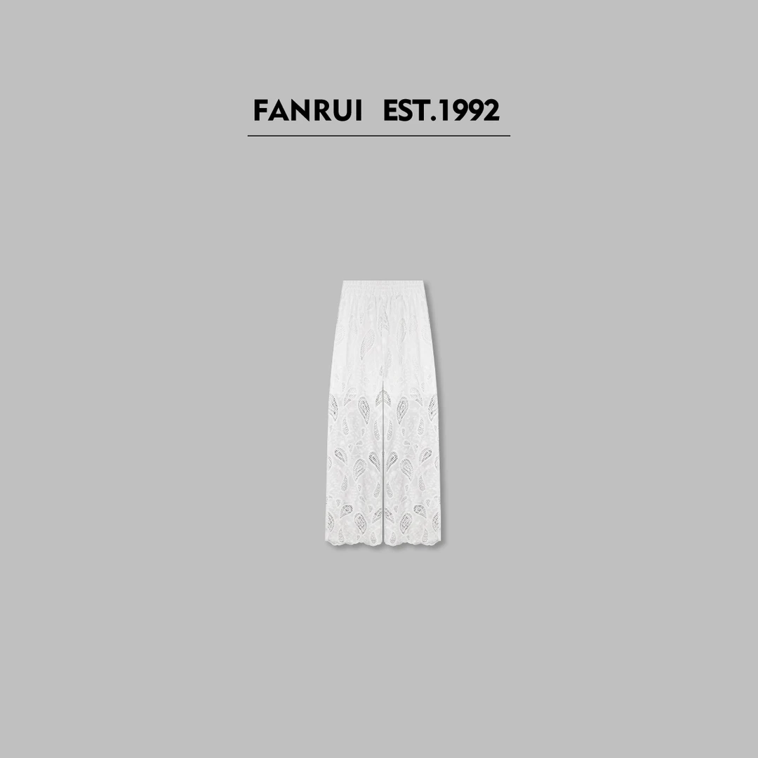 FANRUI/泛芮「蒲公英」时髦勾花蕾丝新款网红洋气炸街直筒裤B16167