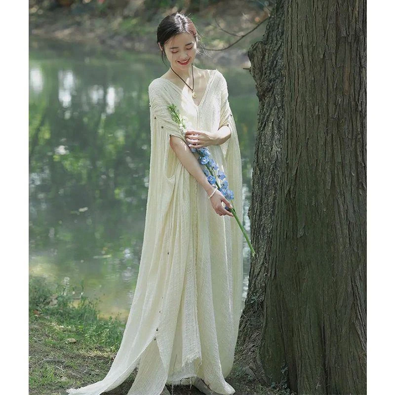 高级感绝美法式温柔气质御姐小香风海边度假白色仙女连衣裙子女夏