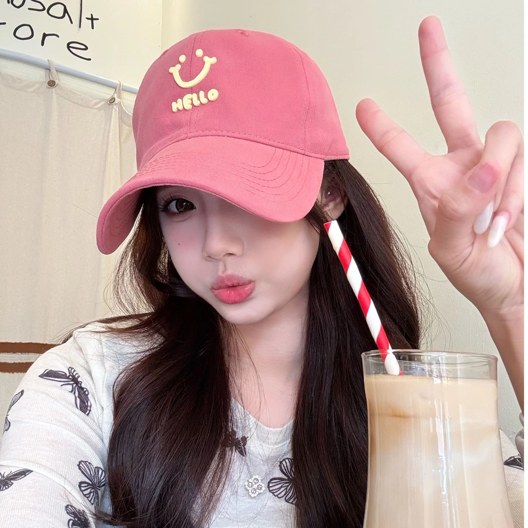 粉色宽帽檐棒球帽女百搭显脸小鸭舌帽大头围韩版网红春夏软顶帽子