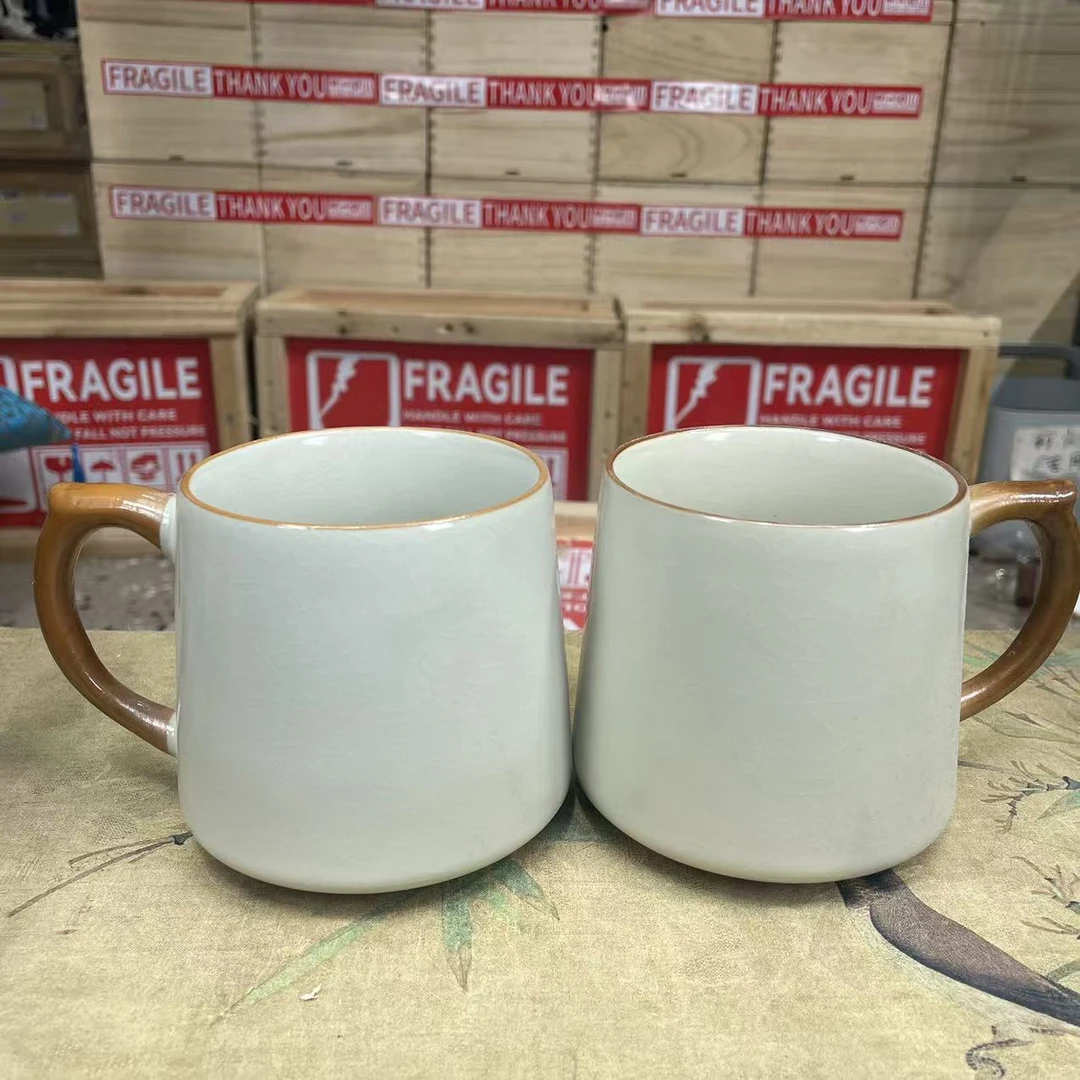 瓷韵优品 黄汝窑凤杯水杯家用茶杯大容量对杯一对装-2985