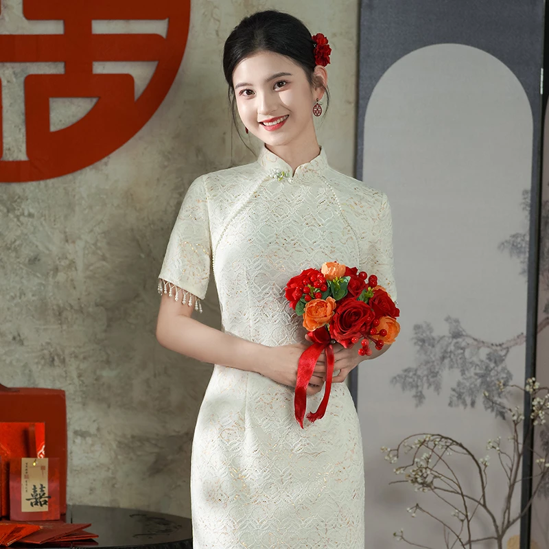 新中式旗袍2025夏季高端老上海素雅国风礼服改良日常可穿长款裙子