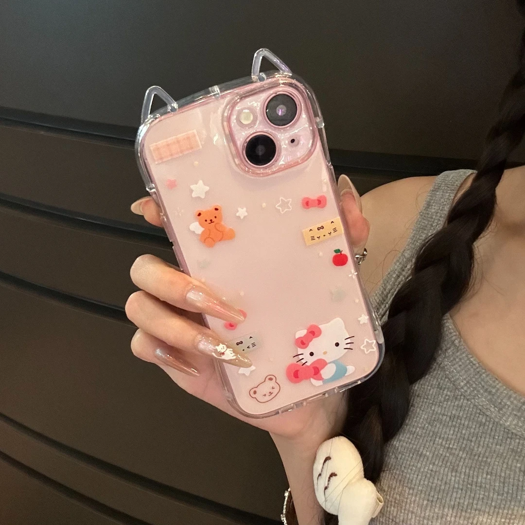 欧克里里Y2k风kt适用苹果16/15promax猫耳朵手机壳iPhone14/13