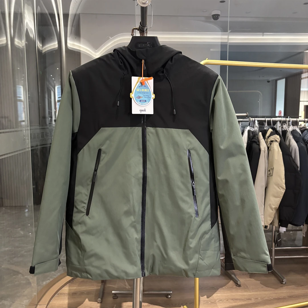 山系户外！背部80鸭绒！秋冬简约休闲防风防水保暖连帽棉衣男外套