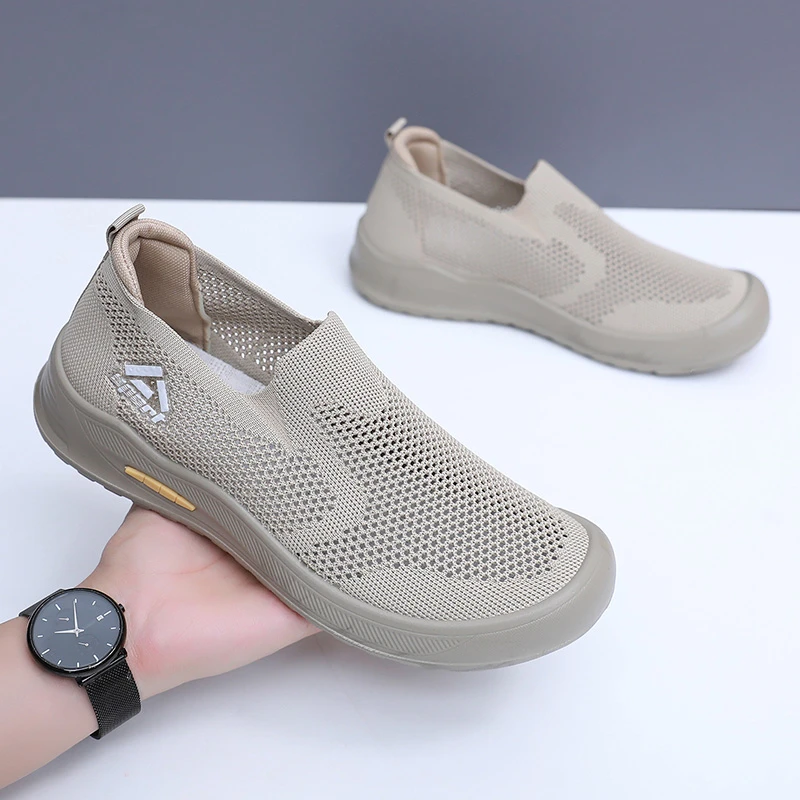 2025春季新款透气男跑步鞋夏季网鞋健步鞋舒适运动懒人鞋软底百搭