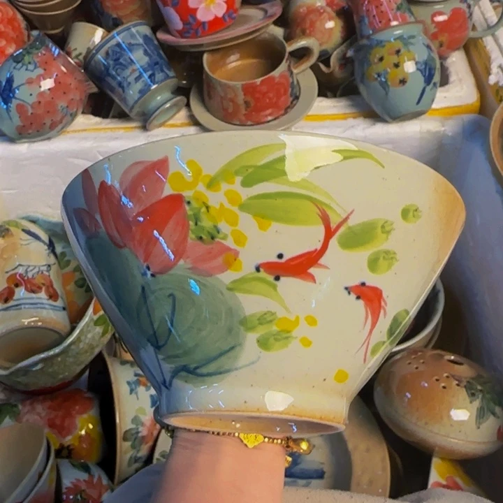 瓷片景德镇陶瓷手工手绘高温釉下瓷