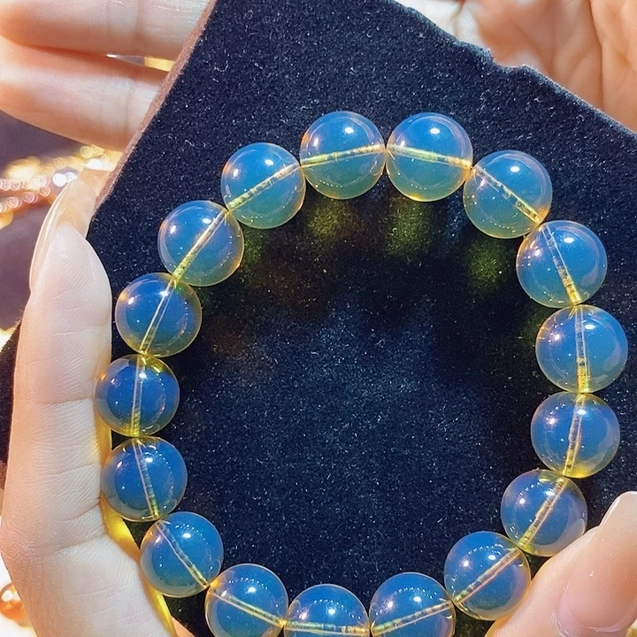 蓝珀未镶嵌珠宝奇石墨西哥蓝珀手串11