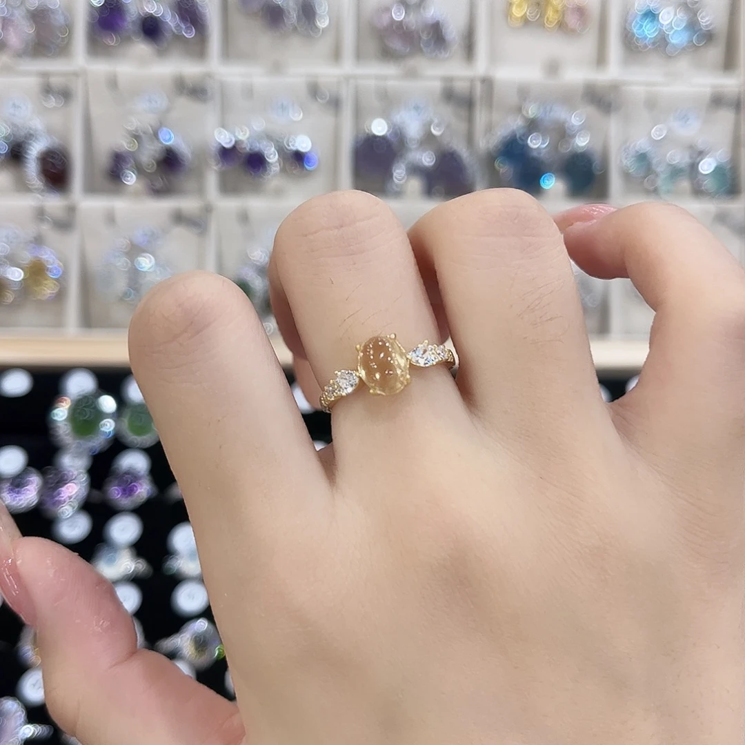 水***犹戒指银S925镶嵌黄晶