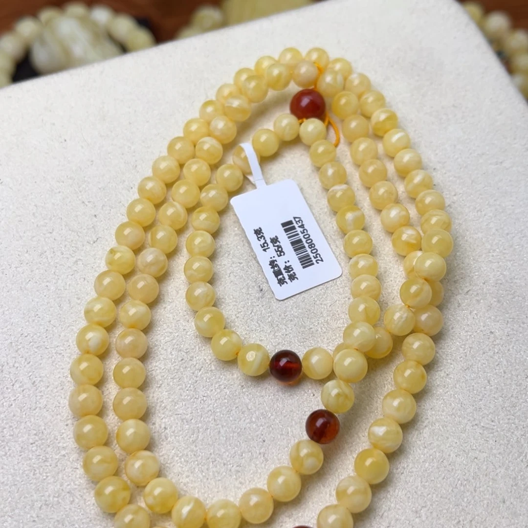 蜜蜡颈饰未镶嵌6+圆珠108