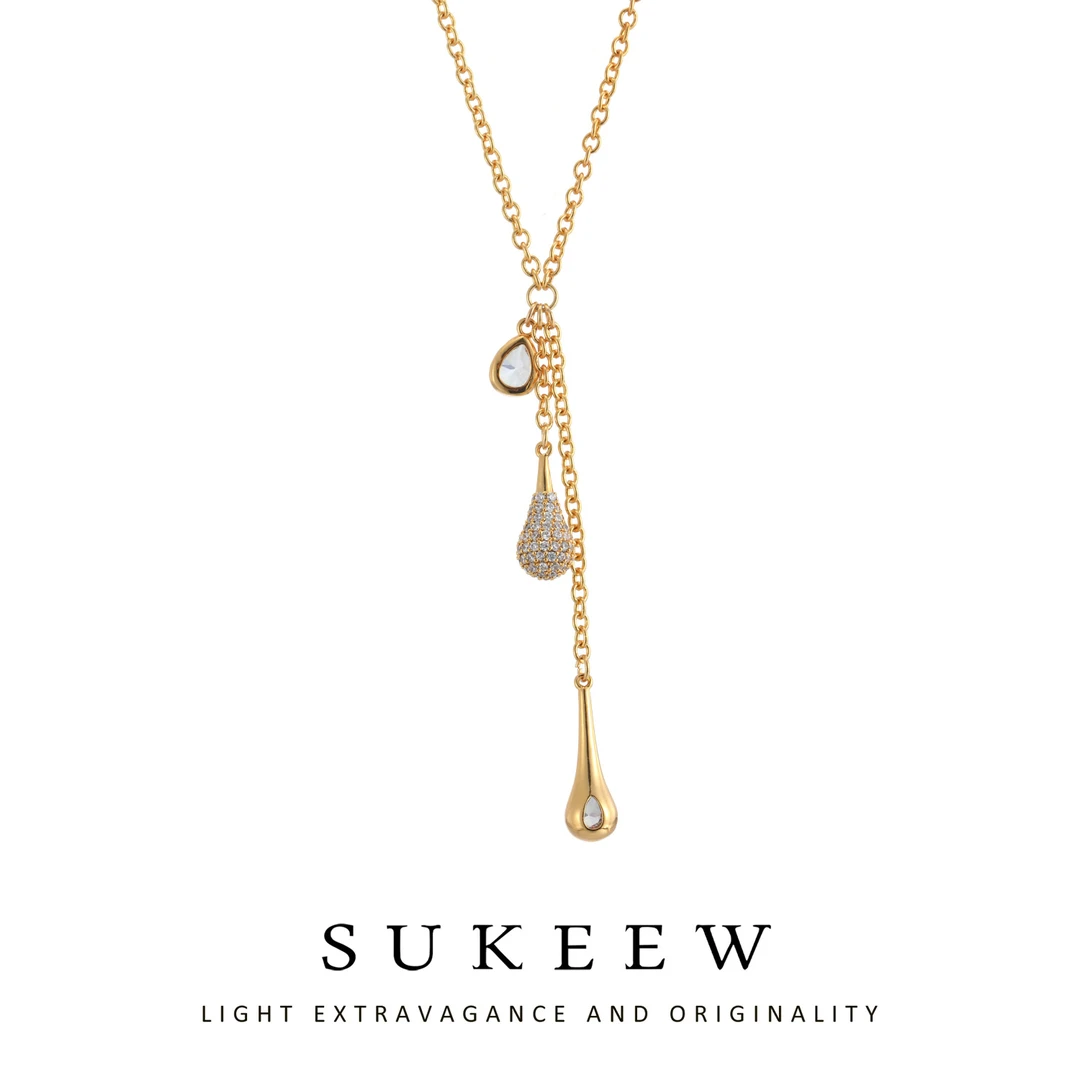 SUKEEW/酥可  优雅水滴气质流苏小众项链224115