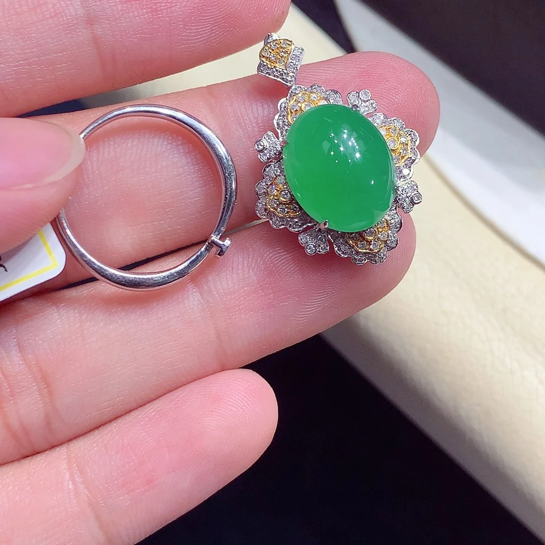 翡翠18K金镶嵌吊坠(不含链)