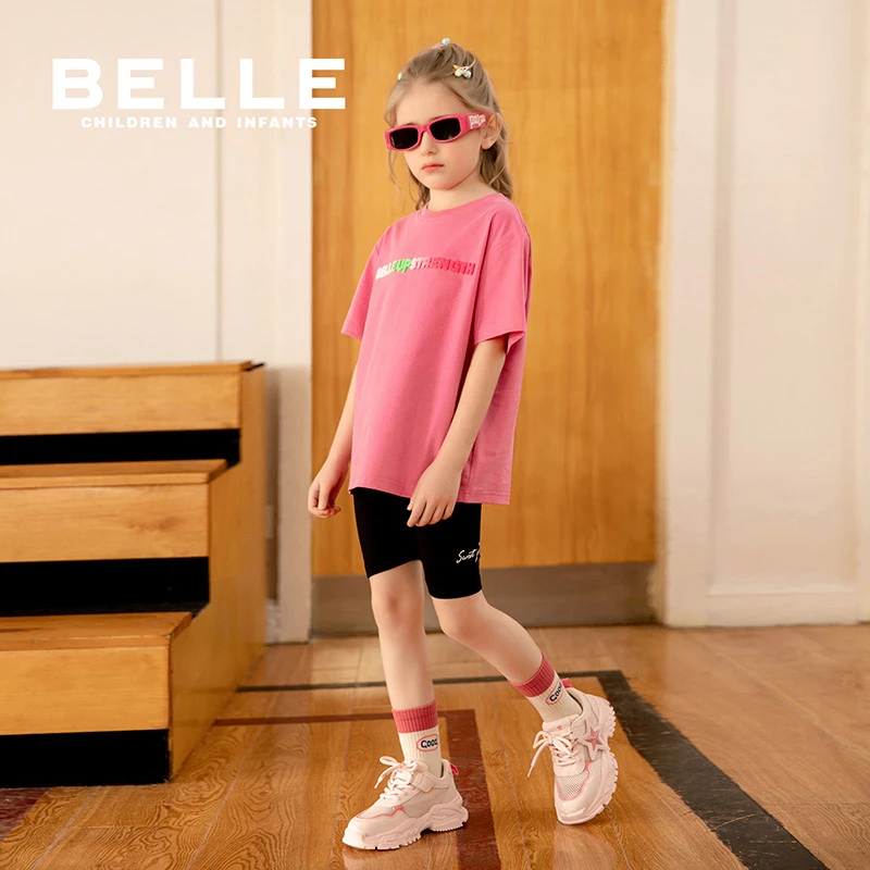 百丽儿童女童洋气休闲时尚夏季速干中大童针织中裤BB0426