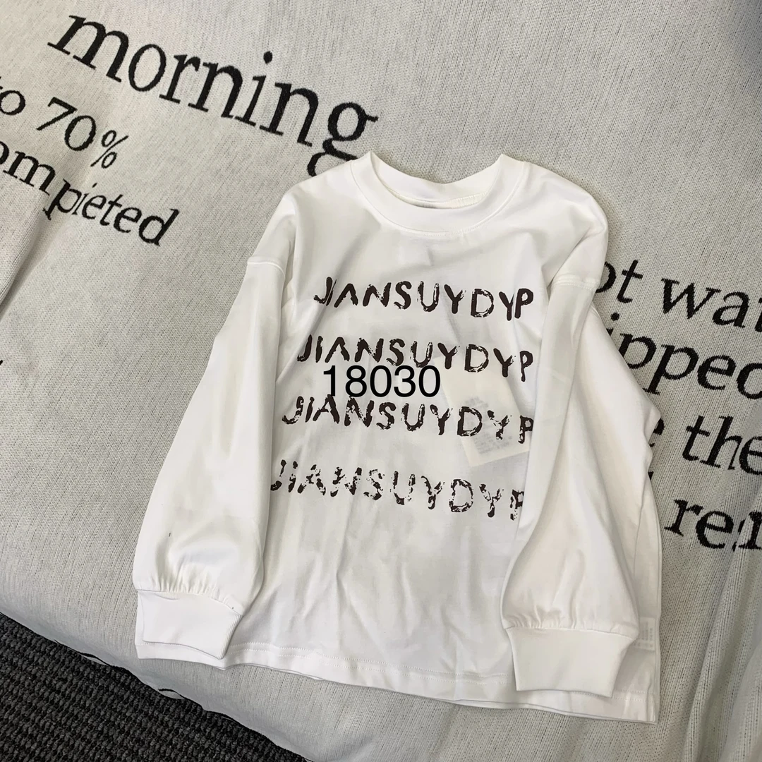 KM PERSONALITY 2025 新款 春秋儿童简潮白色长袖T恤 18030