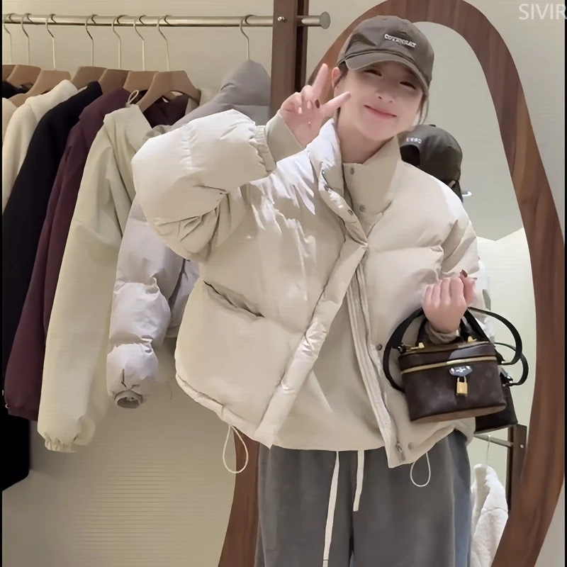 白鸭绒短款羽绒服女冬季2025年新款今年流行爆款小个子面包服外套