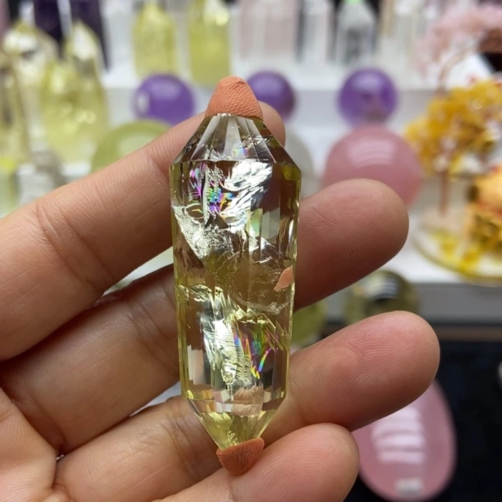 摆件未镶嵌水晶黄水晶双尖