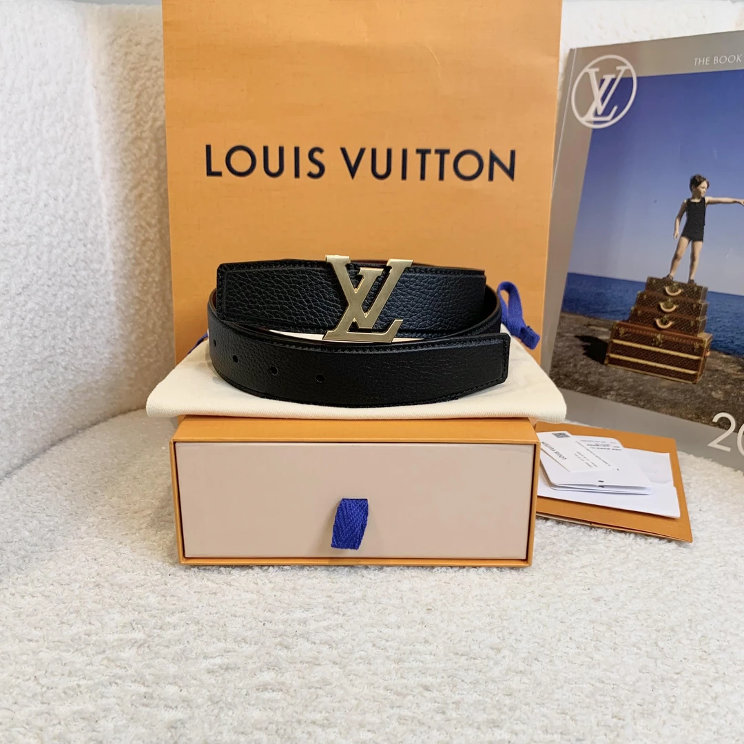 全新未使用 LouisVuitton/路易威登 壹臻/黑色拼紫皮带 62711101