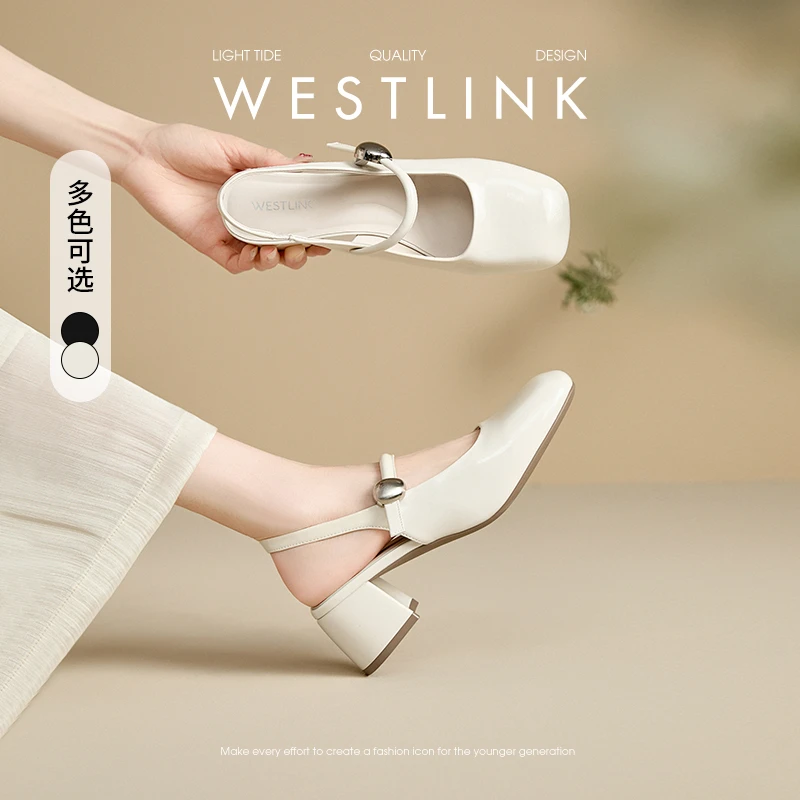 西遇包头凉鞋女2025新款春夏法式方头高跟玛丽珍鞋配裙子粗跟单鞋