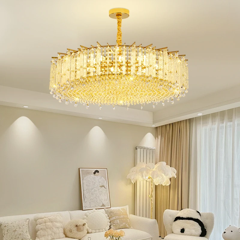 主卧主灯法式圆形水晶家用北欧别墅奢华主卧室吊灯客厅轻奢大气