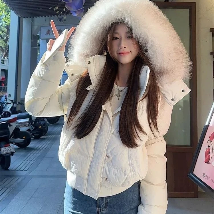 连帽韩版面包服棉服2025新款加厚冬季短款女保暖棉衣修身棉袄外套