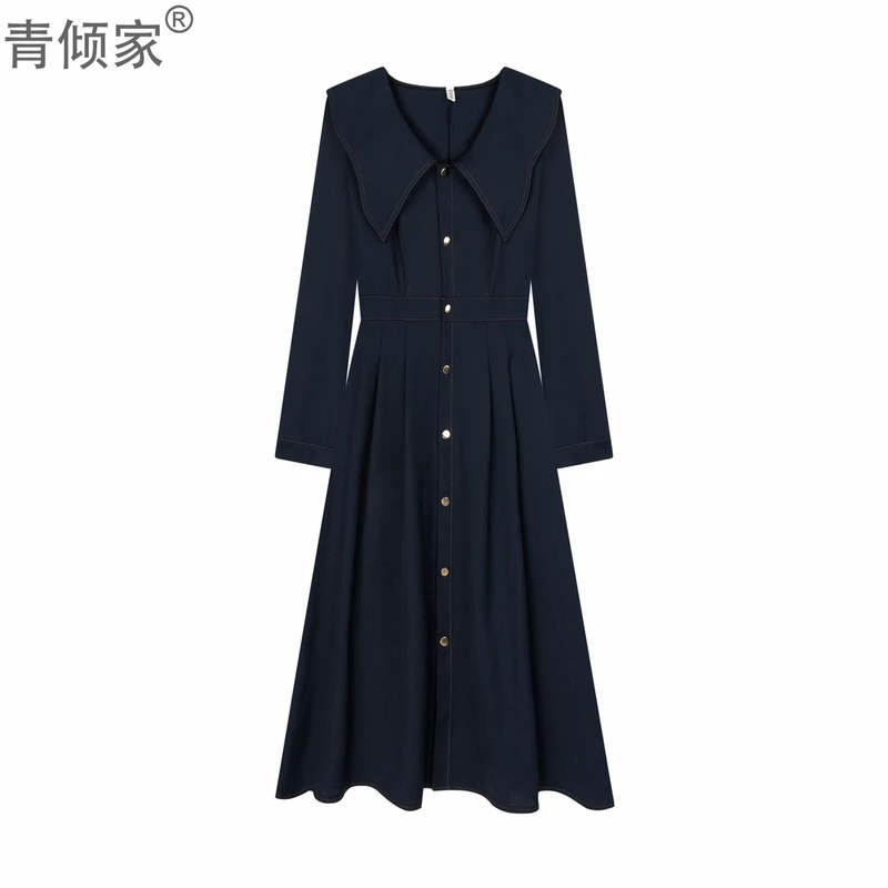 青倾家【思华年】新款法式极简风胖mm盐系高级感连衣裙掐腰裙