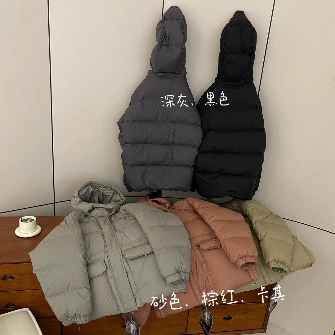 FUJIA STYLE新款气质休闲韩版简约纯色长袖连帽羽绒服24PD013