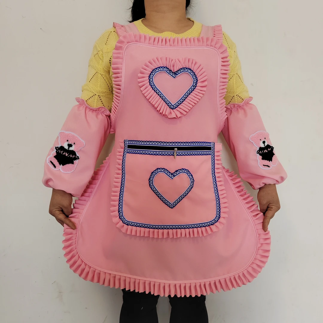 贵州新款花边火爆围裙厨房上班家用时尚自产自销交叉背带可调节式