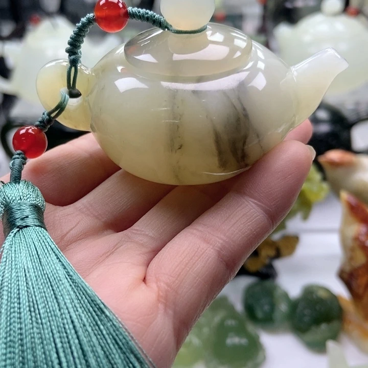 蛇纹石玉手把未镶嵌浅**…