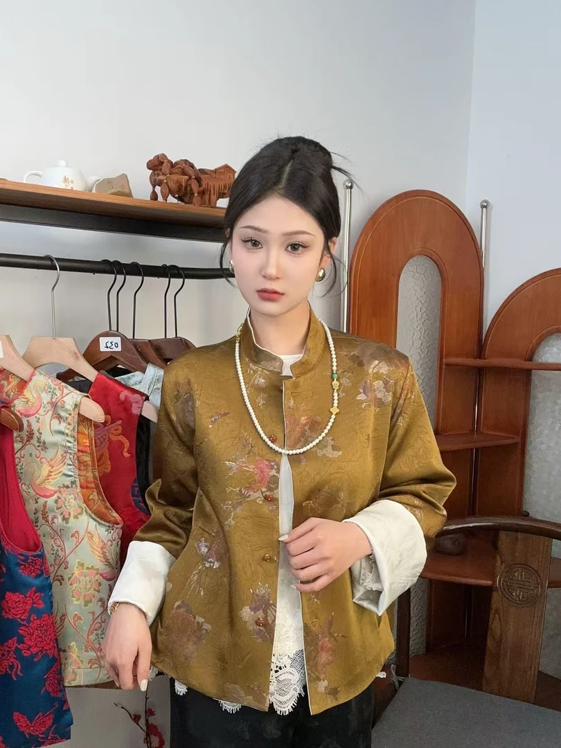 CHUNTIAN【屿见】新中式宋锦提花双面双穿外套