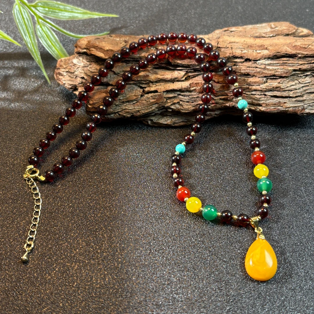 【胖丁珠宝】琥珀（血珀）套链17-H217P26【多样性发一件】4mm+