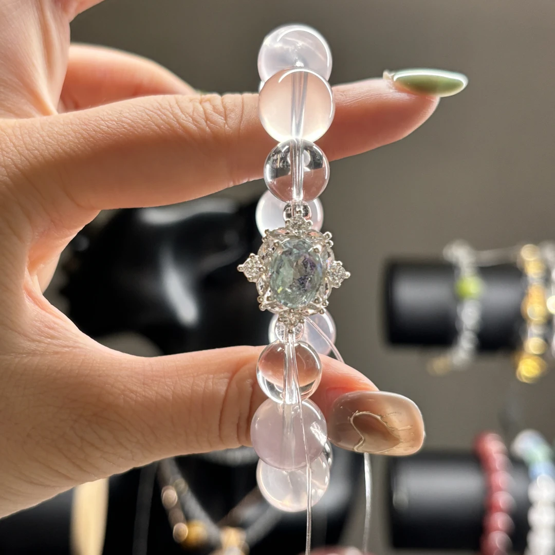 桃皇（天然莫粉冰橘粉）水晶手串 卡10 手围15