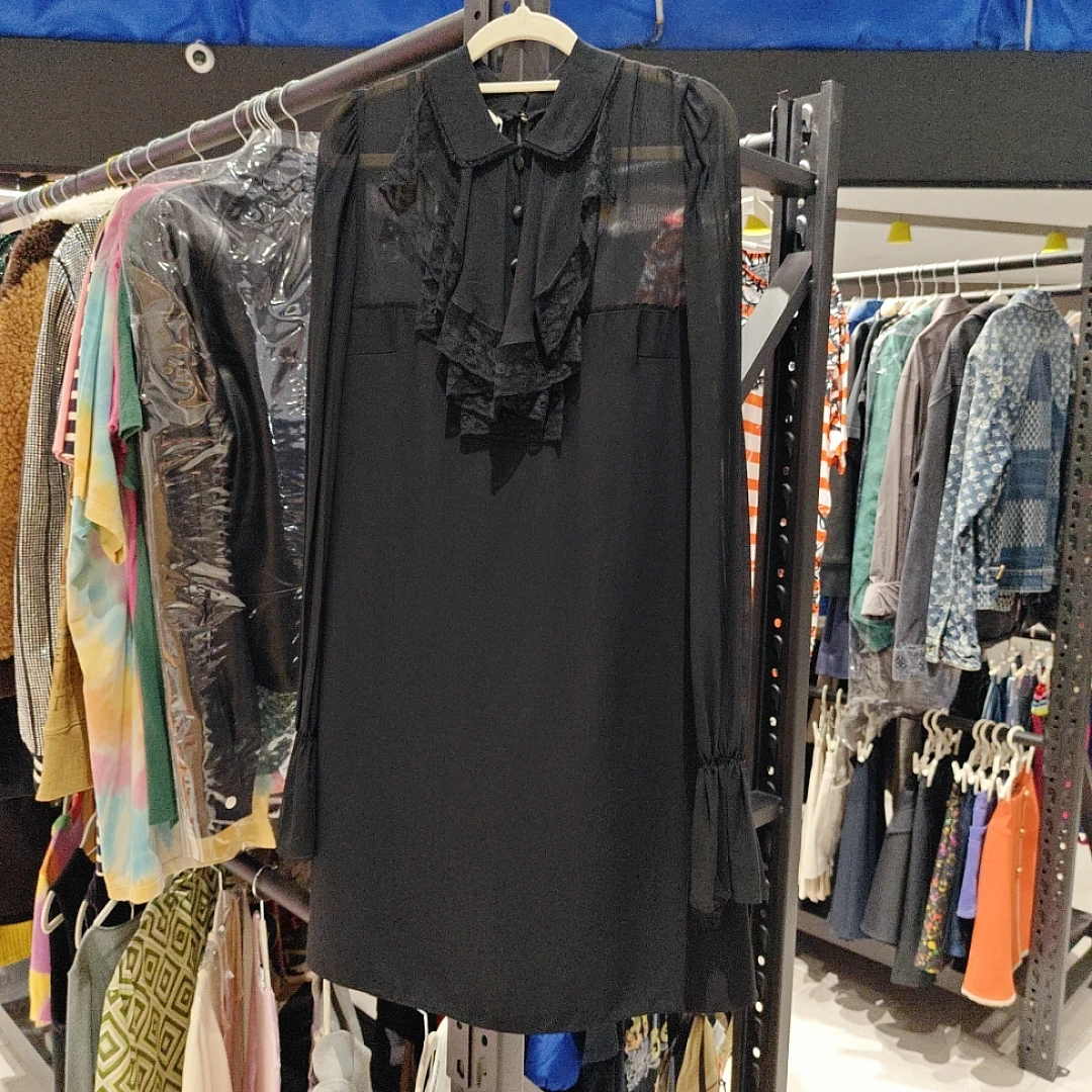 99新 MIU MIU/缪缪 蔚蓝/黑色 蕾丝花边 连衣裙/36码/LZ0419M081