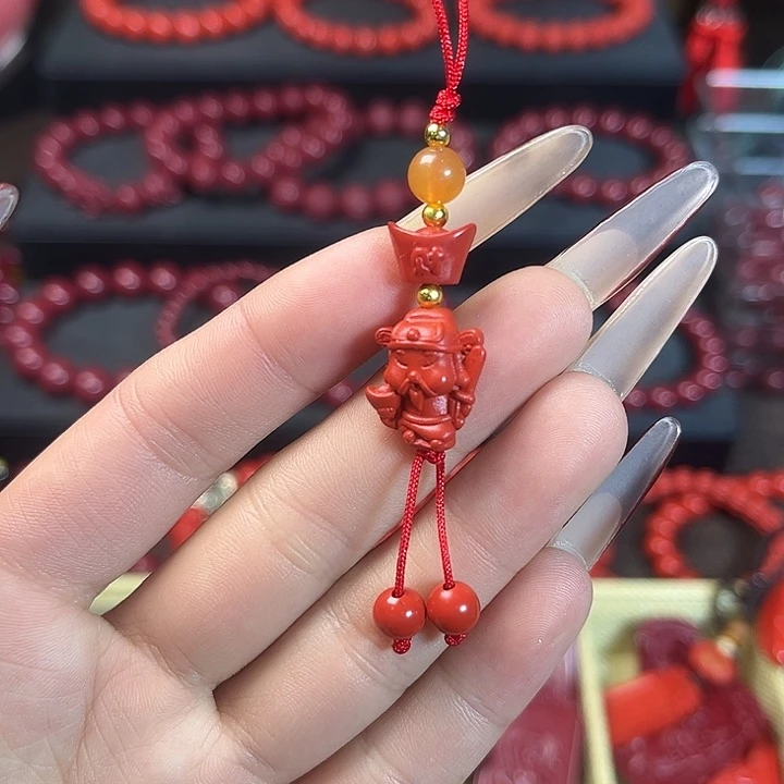 天然辰砂含尘砂挂件