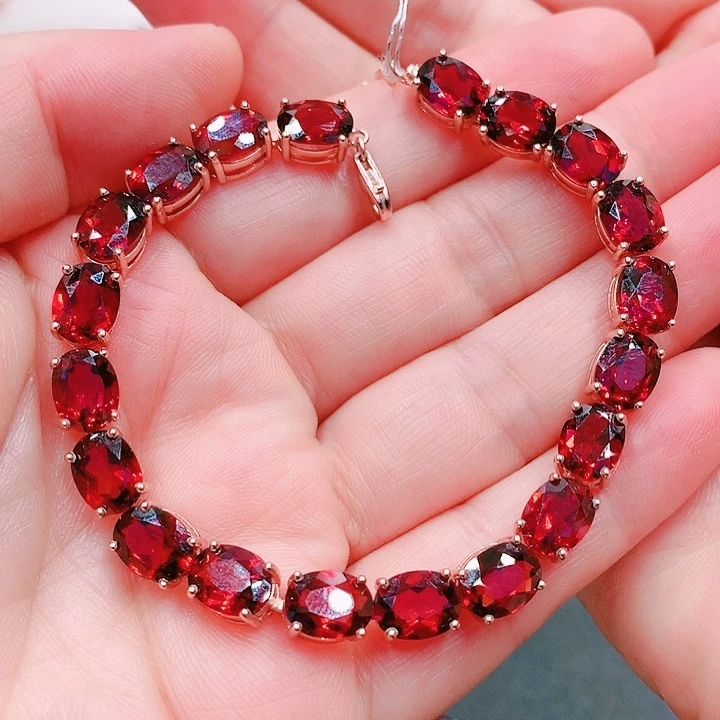 石榴石手链银S925镶嵌秋**韵