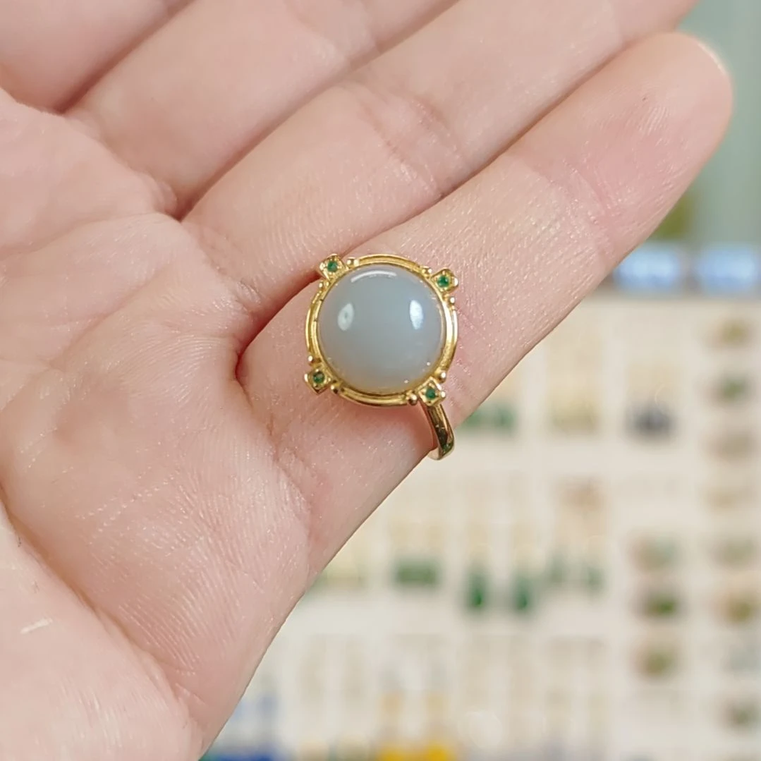 银S925镶嵌和田玉耳饰