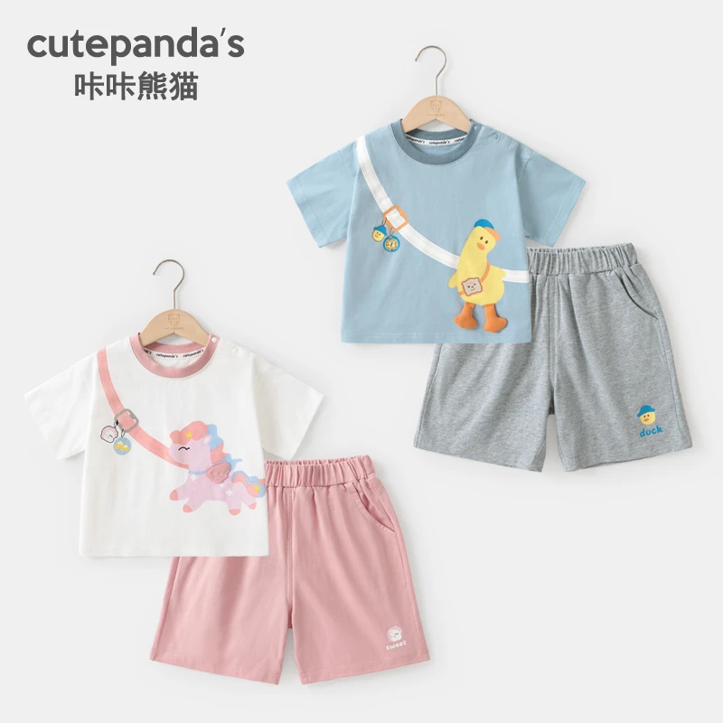 套装童装夏装新款儿童宝宝衣服夏季短袖短裤男童婴儿女童Y9616