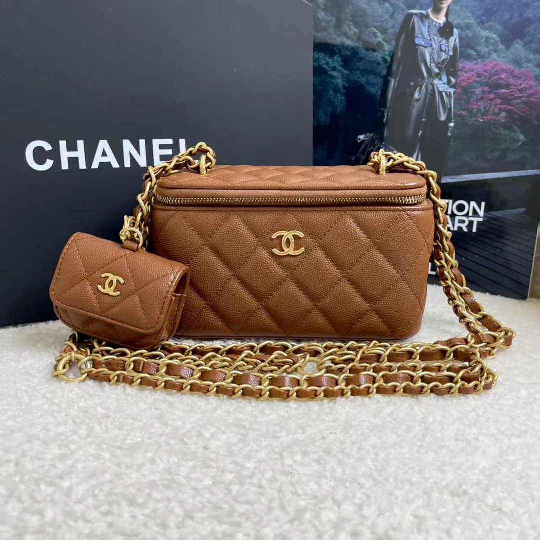 99新 Chanel/香奈儿 焦糖色子母长盒子包/12期/58162533/代卖服务