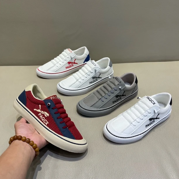 2025夏季新款一脚蹬男鞋皮革拼接透气车缝线网鞋潮流百搭男鞋