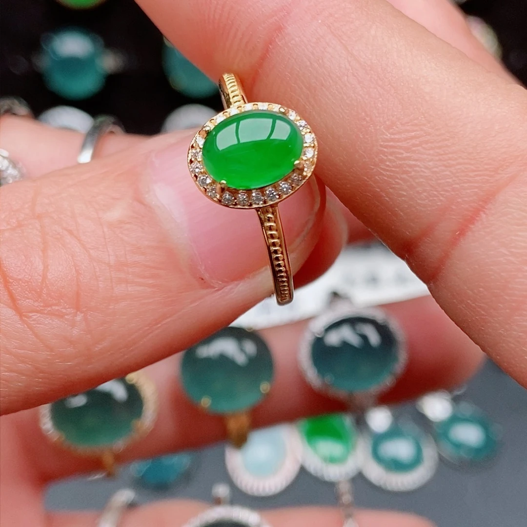 翡翠戒指银S925镶嵌0858556