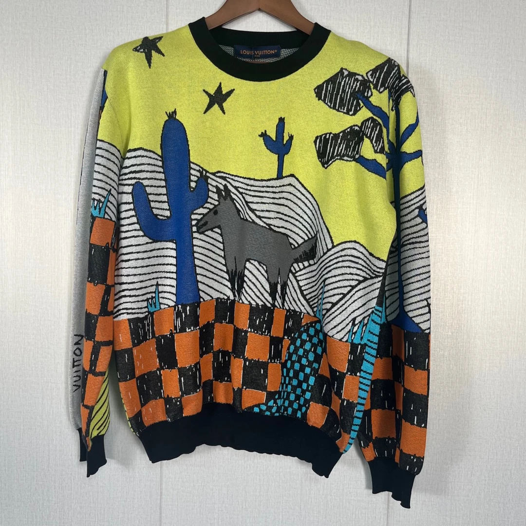 99新 LouisVuitton/路易威登 卡通图案棋盘格毛衣/M码/全新/10602