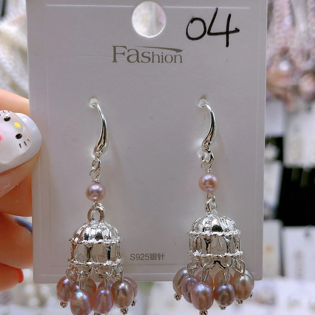 银S925镶嵌耳饰淡水珍珠