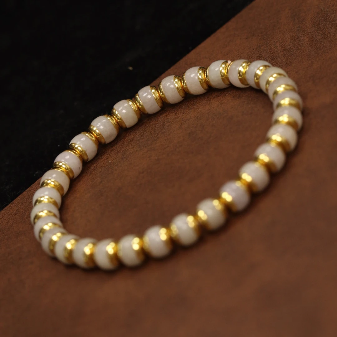 文玩讲道理-和田玉宝珠手串 7.5mm