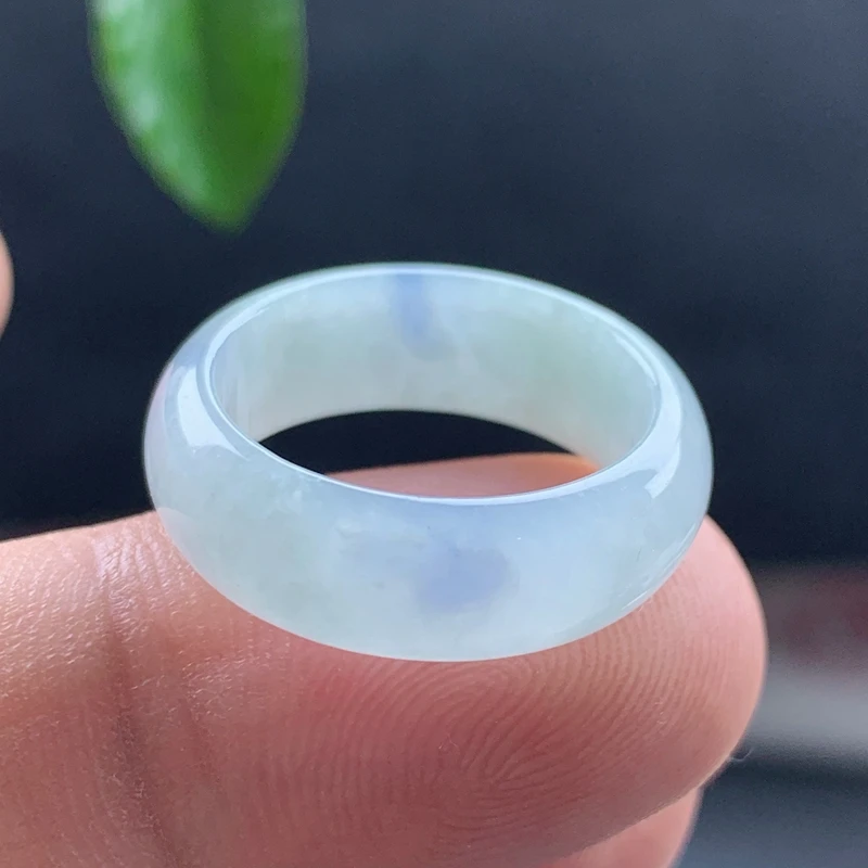 戒指内径18.5翡翠玉石老坑飘花缅甸天然A货冰种紫色俏色素面尾戒