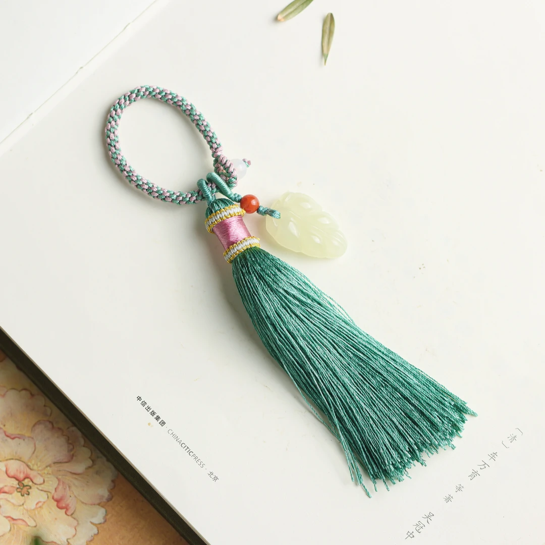 和田玉金枝大业彩绳国潮国风送礼百搭挂饰  包挂手机挂