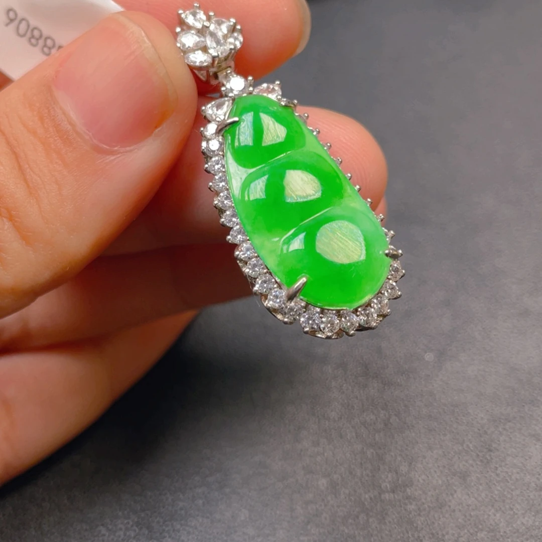 翡翠银S925镶嵌吊坠(不含链)